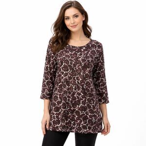 Logo Layers Large Purple Mesh Tunic Long Sleeve NWOT